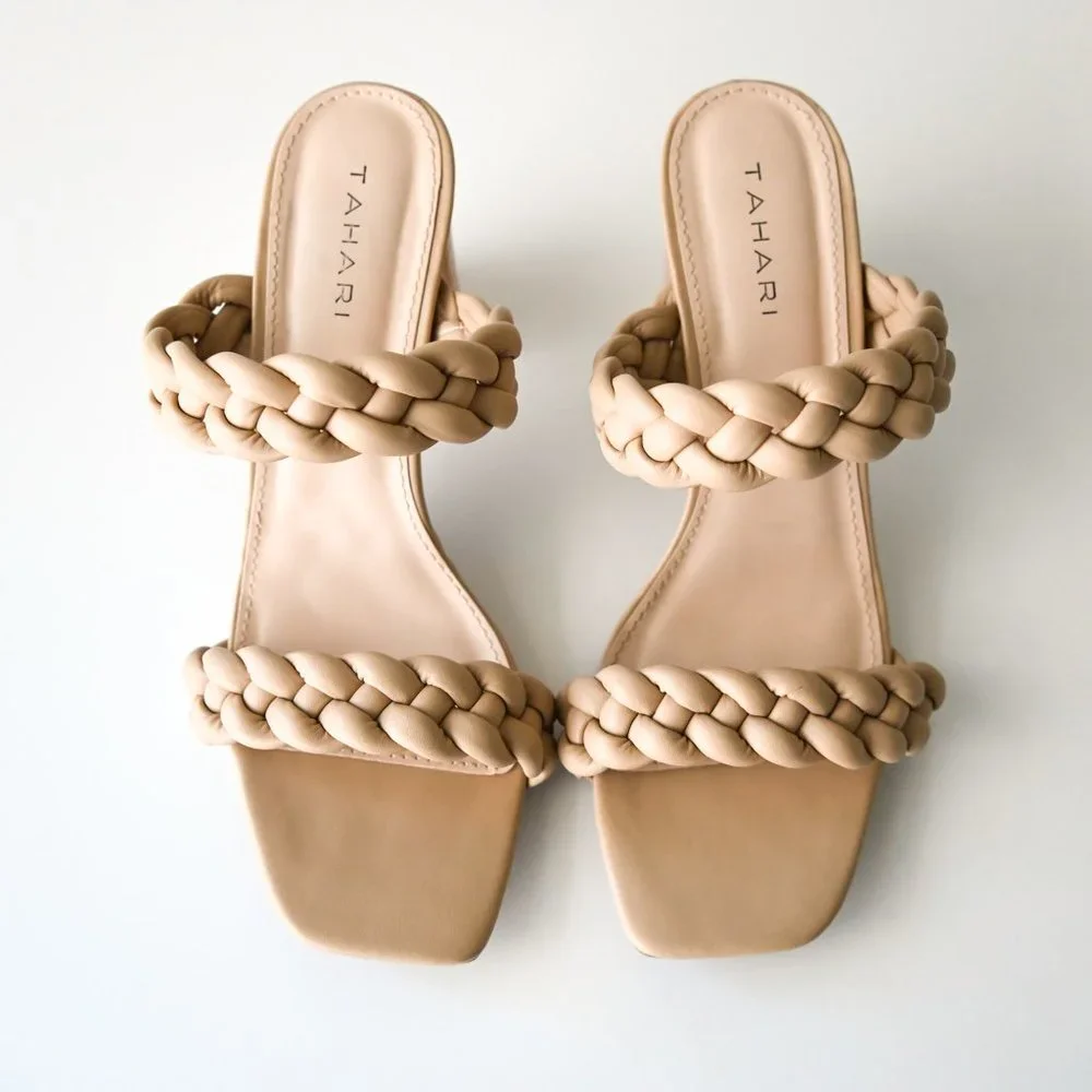 TAHARI Tan Dayah Rope Braid Square Toe 3
